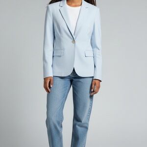 Light Blue Womens One-Button Blazer